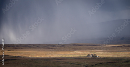 Obraz na plátně hail shower over Cumbrian moor, near Garrigill, Alston, Cumbria, UK