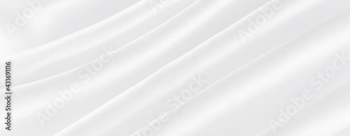 Abstract white silk fabric texture background. Cloth soft wave. Creases of satin