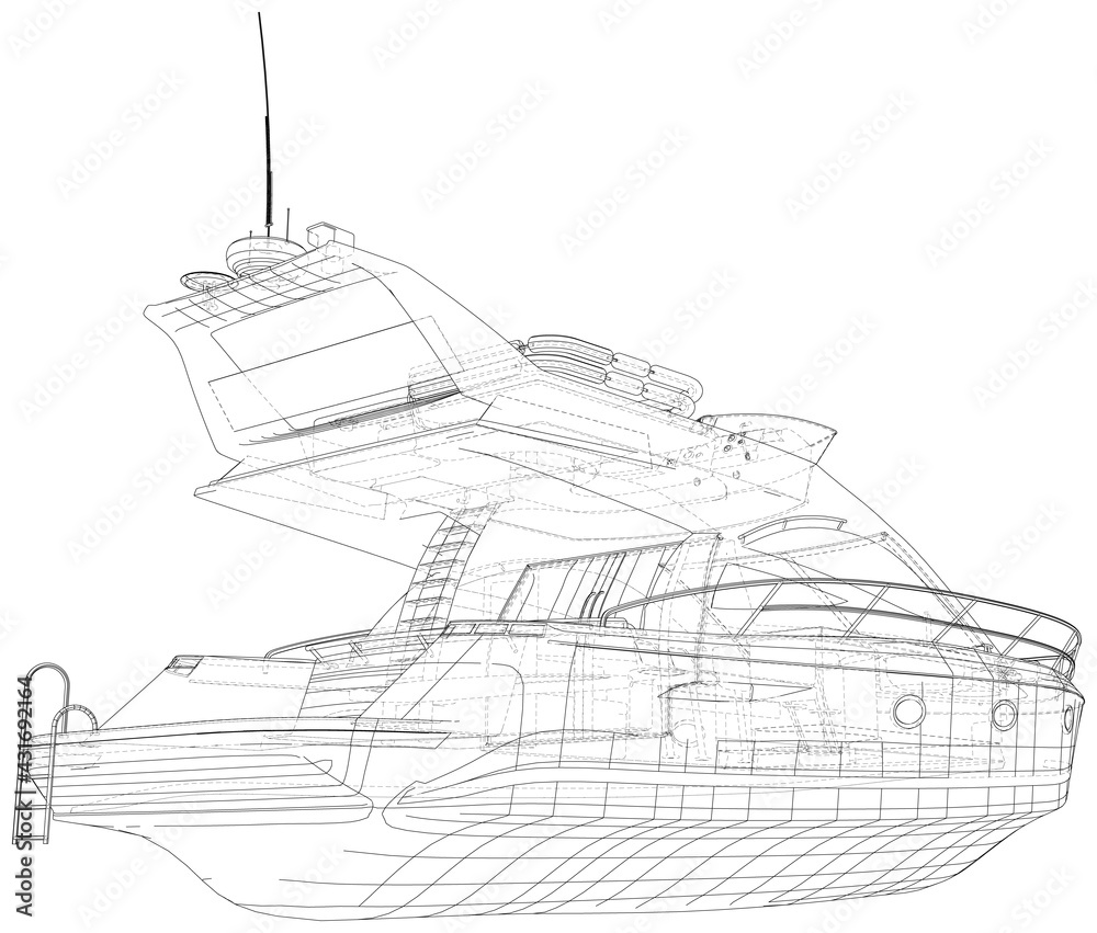 Fototapeta premium Yacht. Water carriage. Wire-frame EPS10 format. Vector created of 3d.