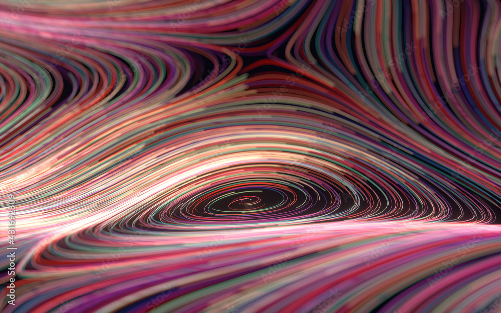 Magic vortex lines, fantasy wave pattern, 3d rendering.