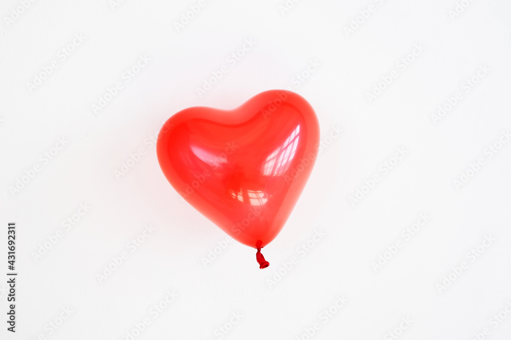 Balloon heart on a white background with copy space.