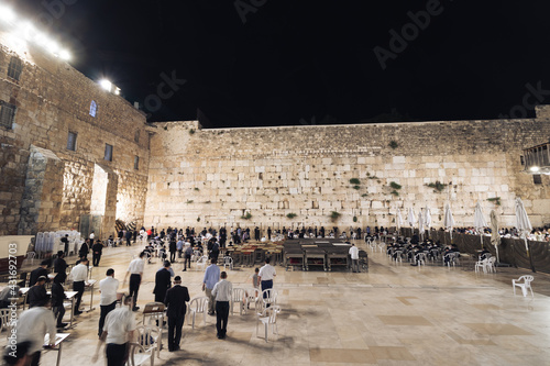 03-05-2021. jerusalem-israel. Returning to the routine after the corona virus, in prayer without a mask and partitions in the open area of the Western Wall plaza