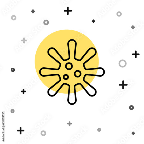 Black line Bacteria icon isolated on white background. Bacteria and germs, microorganism disease causing, cell cancer, microbe, virus, fungi. Random dynamic shapes. Vector