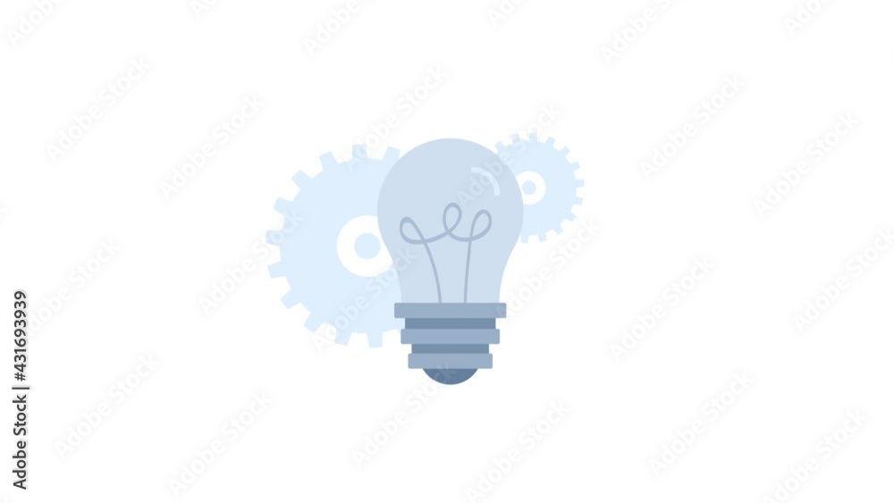 gears and bulb animation concept on the white background. 4K video. Useful for explainer video, website, greeting cards, apps, and social media posts gears and bulb animation concept on the white background. 4K video. Useful for explainer video, website, greeting cards, apps, and social media posts