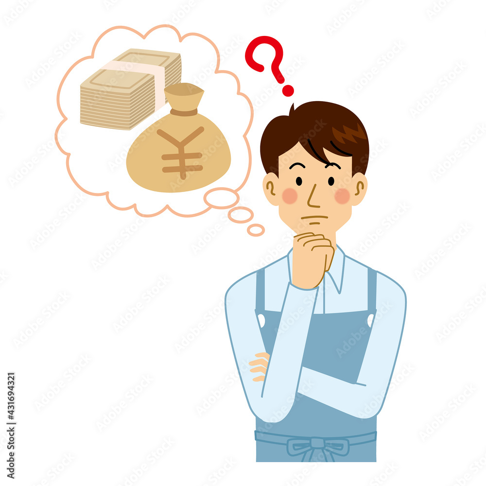 お金のやりくりを考える男性