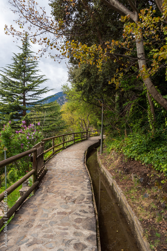 Rec del Sola path that connects the City of Escaldes Engordany with Andorra La Vella, Andorra Rec del Sola path that connects the City of Escaldes Engordany with Andorra La Vella, Andorra