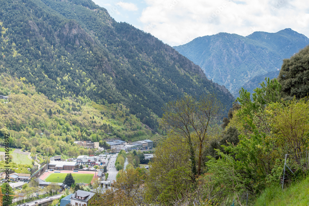 Cityscape in spring of Andorra La Vella, Andorra