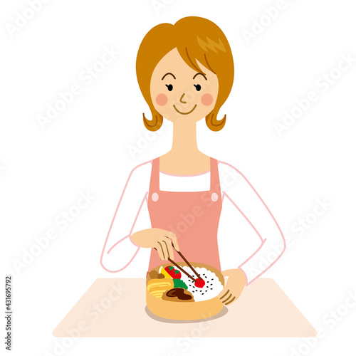 弁当を作る女性