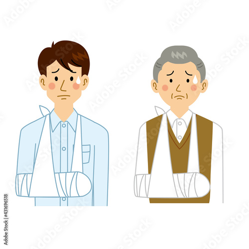 腕を骨折する男性