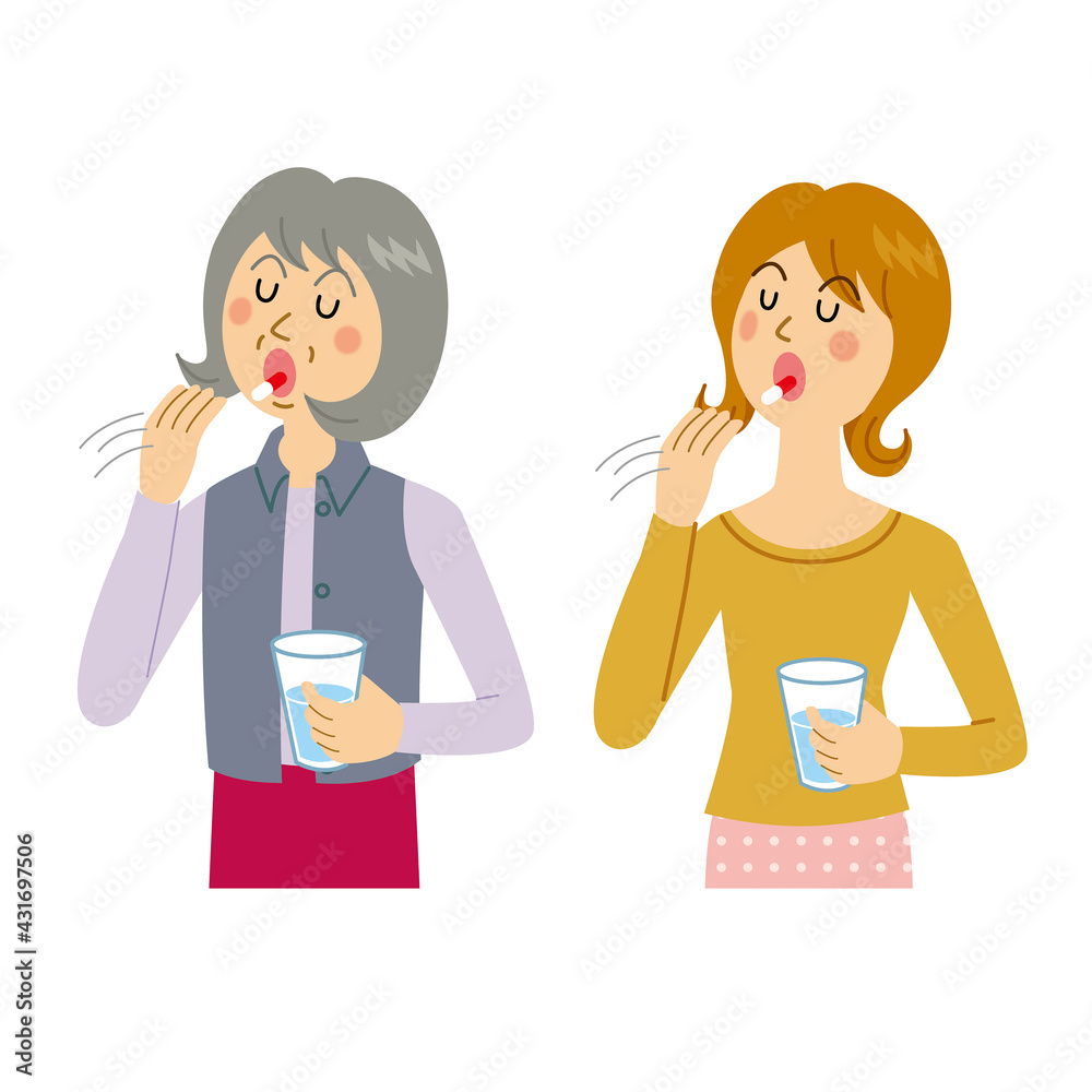 薬を飲む女性 薬を飲む女性