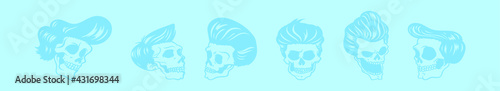 set of greaser cartoon icon design template with various models. vector illustration isolated on blue background