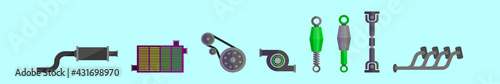 set of gear box cartoon icon design template with various models. vector illustration isolated on blue background