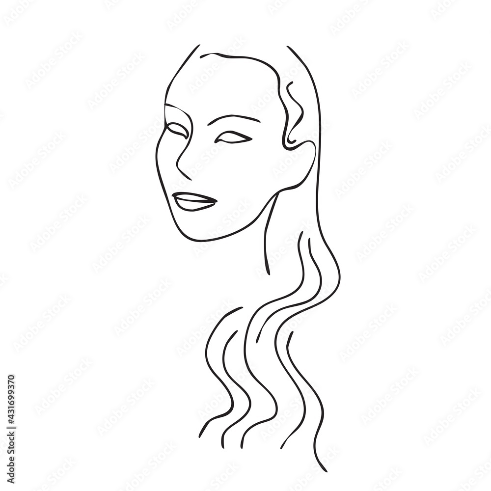 Vector face line art. Modern illustration for prints.