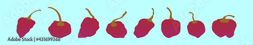 set of habanero chili peppers logo cartoon icon design template with various models. vector illustration isolated on blue background
