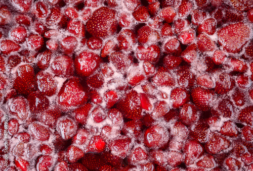 Strawberry jam is boiling, detailed shooting.