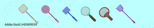 set of fly swatter cartoon icon design template with various models. vector illustration isolated on blue background