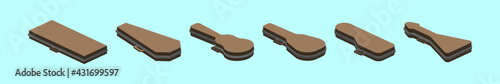 set of guitar case cartoon icon design template with various models. vector illustration isolated on blue background