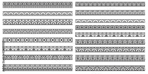 Set of decorative seamless ornamental border - Vector