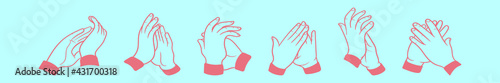 set of hand clapping cartoon icon design template with various models. vector illustration isolated on blue background