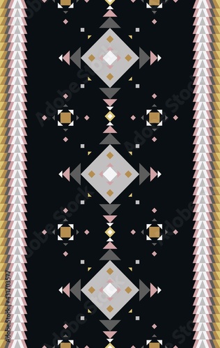 Geometric ornament of rhombuses and triangles in the native American style. Seamless pattern for web, print, textile, wallpaper, card, wrapping paper and background
