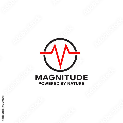 M letter incorporated with magnitude wave logo design template