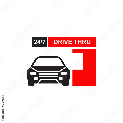 Drive thru text logo design template