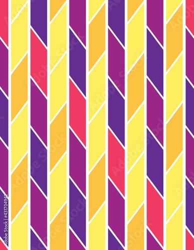 Chaotic seamless pattern of multicolored reticulate tetragons stripes. Stock illustration for web and print, wallpaper, background, scrapbooking, wrapping paper, textile.