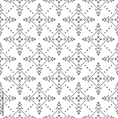 Geometric ornament of rhombuses and triangles in the native American style. Seamless pattern for web, print, textile, wallpaper, card, wrapping paper and background