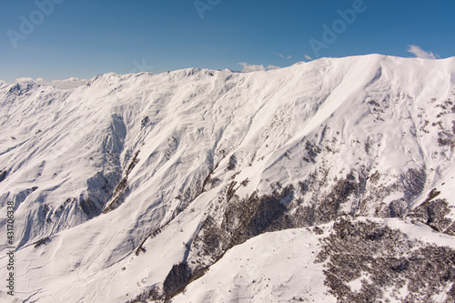 Caucasus mountains in the snow, aero view © Dmitrii
