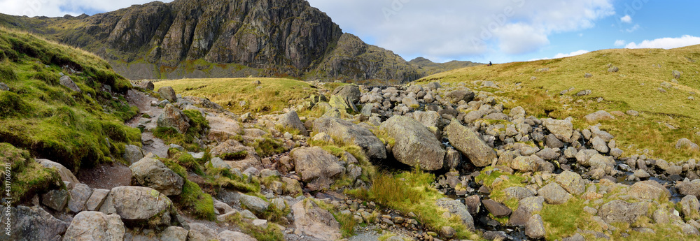 Fototapeta premium Rushing waters of Stickle Ghyll, located in the Lake District, Cumbria, UK