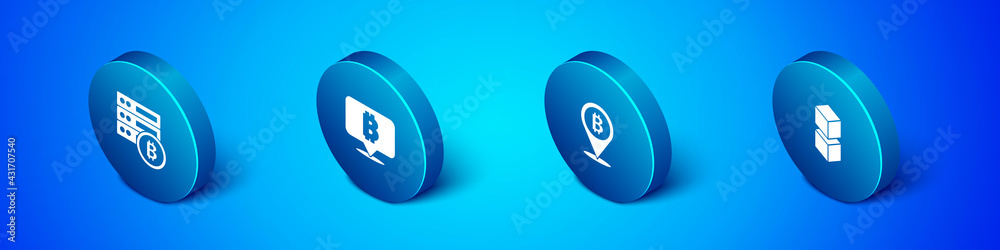 Set Isometric Server bitcoin, Bitcoin, Blockchain technology and icon. Vector Set Isometric Server bitcoin, Bitcoin, Blockchain technology and icon. Vector