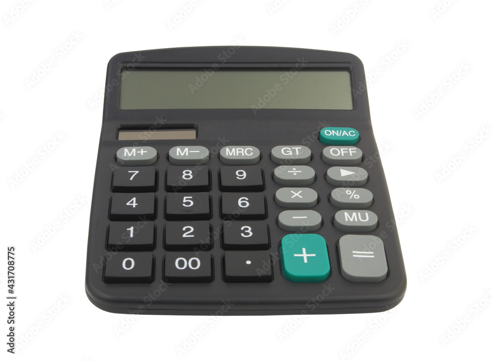Black calculator isolated on white background Black calculator isolated on white background