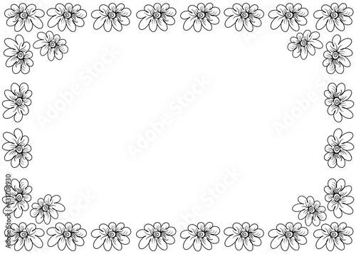 Decorative vector frame with beautiful handwritten flowers