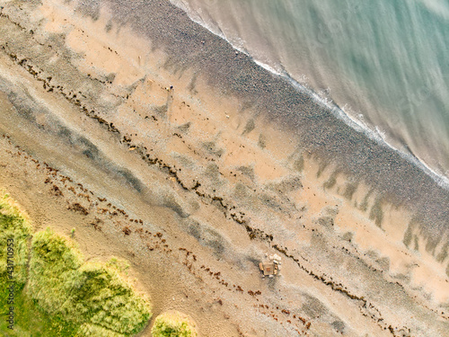 Aerial view of Allonby village beach in Allerdale district in Cumbria, UK photo