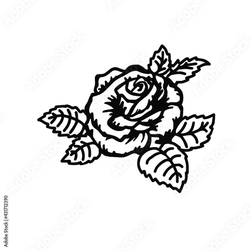 Large silhouette of a rose flower in the leaves.