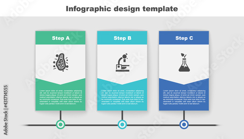 Set Bacteria, Microscope and Plant breeding. Business infographic template. Vector