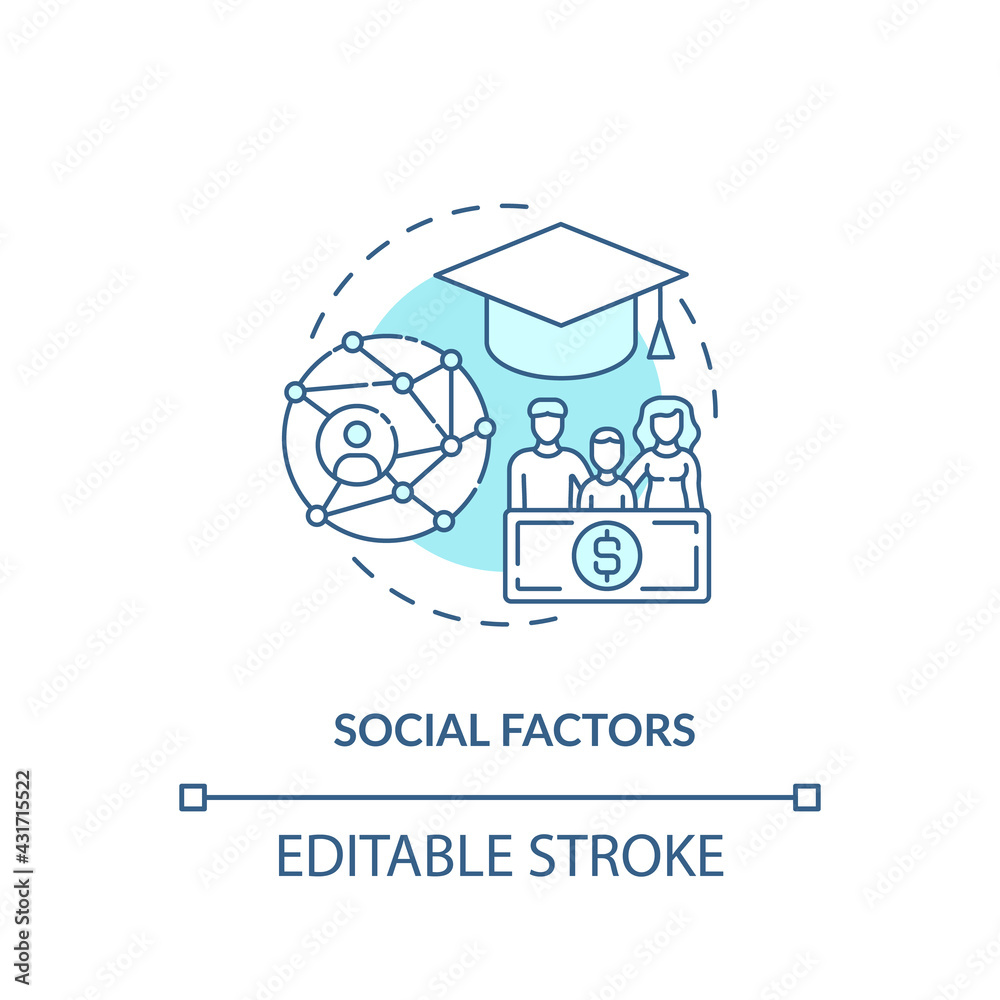 Social factors concept icon. Purchase decision factor idea thin line