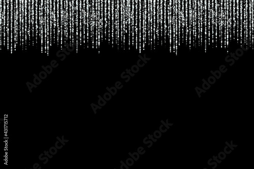 Silver glitter texture isolated on black background. Silver particles color. Celebratory background concept.