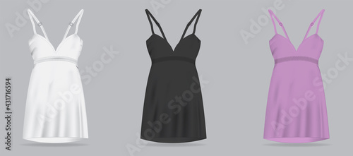 Spaghetti Strap tank top vector illustration. Women's summer clothing. 