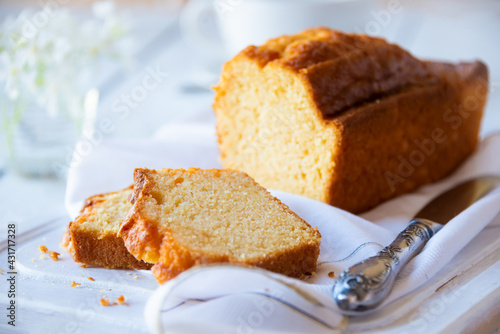 Sweet loaf or fruit cake on white