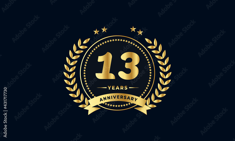 13th anniversary golden label with ribbon 13th anniversary golden label with ribbon