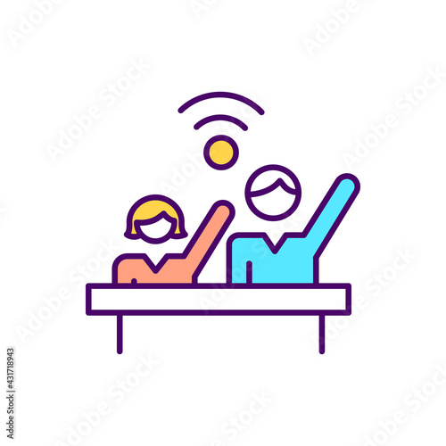 Digital inclusion for civic participation RGB color icon. Social engagement. Political campaign. Digitalization for community service. Democratic activism. Isolated vector illustration