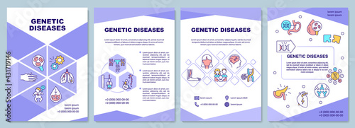 Genetic diseases brochure template. Medical treatment. Flyer, booklet, leaflet print, cover design with linear icons. Vector layouts for presentation, annual reports, advertisement pages