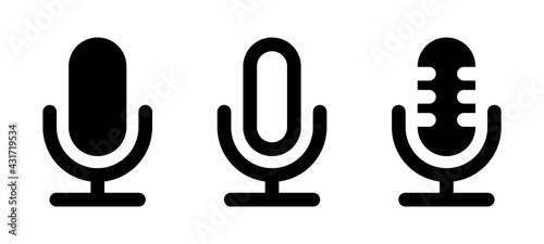 Microphone Icon Set. Collection of Simple Flat Style Microphone Icons. Vector Icon for Microphone, Recording, Podcast. 