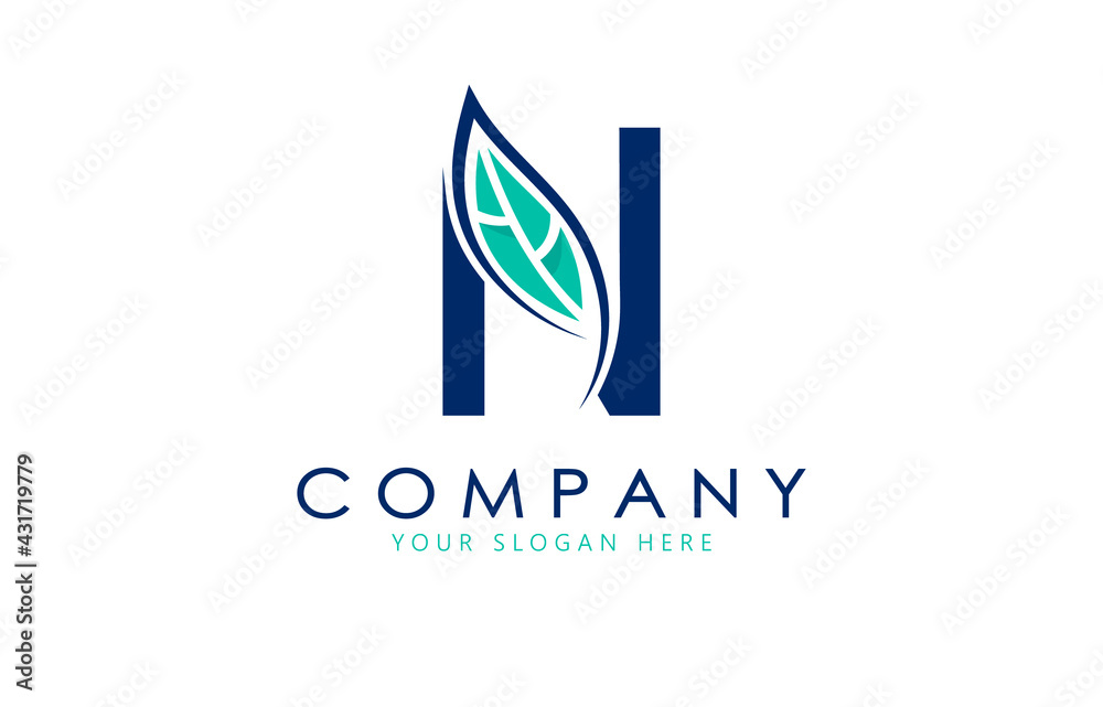 Letter N logo with leaf. Creative logo design. Letter N logo with leaf. Creative logo design.