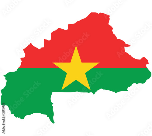 Map Flag of Burkina Faso isolated on white background. Vector illustration eps 10