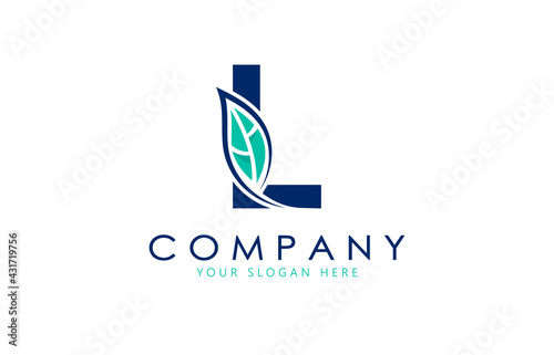 Letter L logo with leaf. Creative logo design.