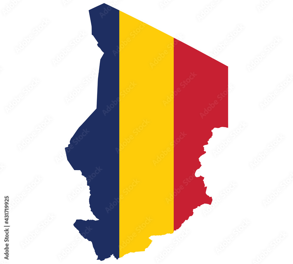 Fototapeta premium Map Flag of Chad isolated on white background. Vector illustration eps 10