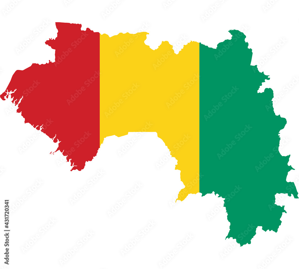 Map Flag of Guinea isolated on white background. Vector illustration eps 10 Map Flag of Guinea isolated on white background. Vector illustration eps 10