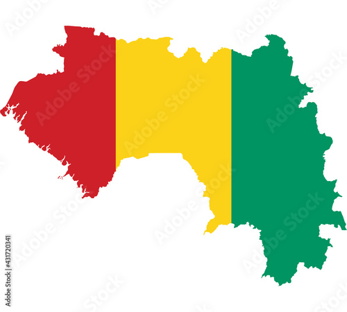 Map Flag of Guinea isolated on white background. Vector illustration eps 10